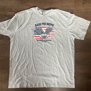 Size 3X Bass Pro Shops gray short sleeve patriotic tshirt.  Land of the free